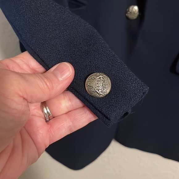 Vintage Jones New York Women’s Wool Navy Blue One Button Blazer Jacket Size 6 - Picture 4 of 8
